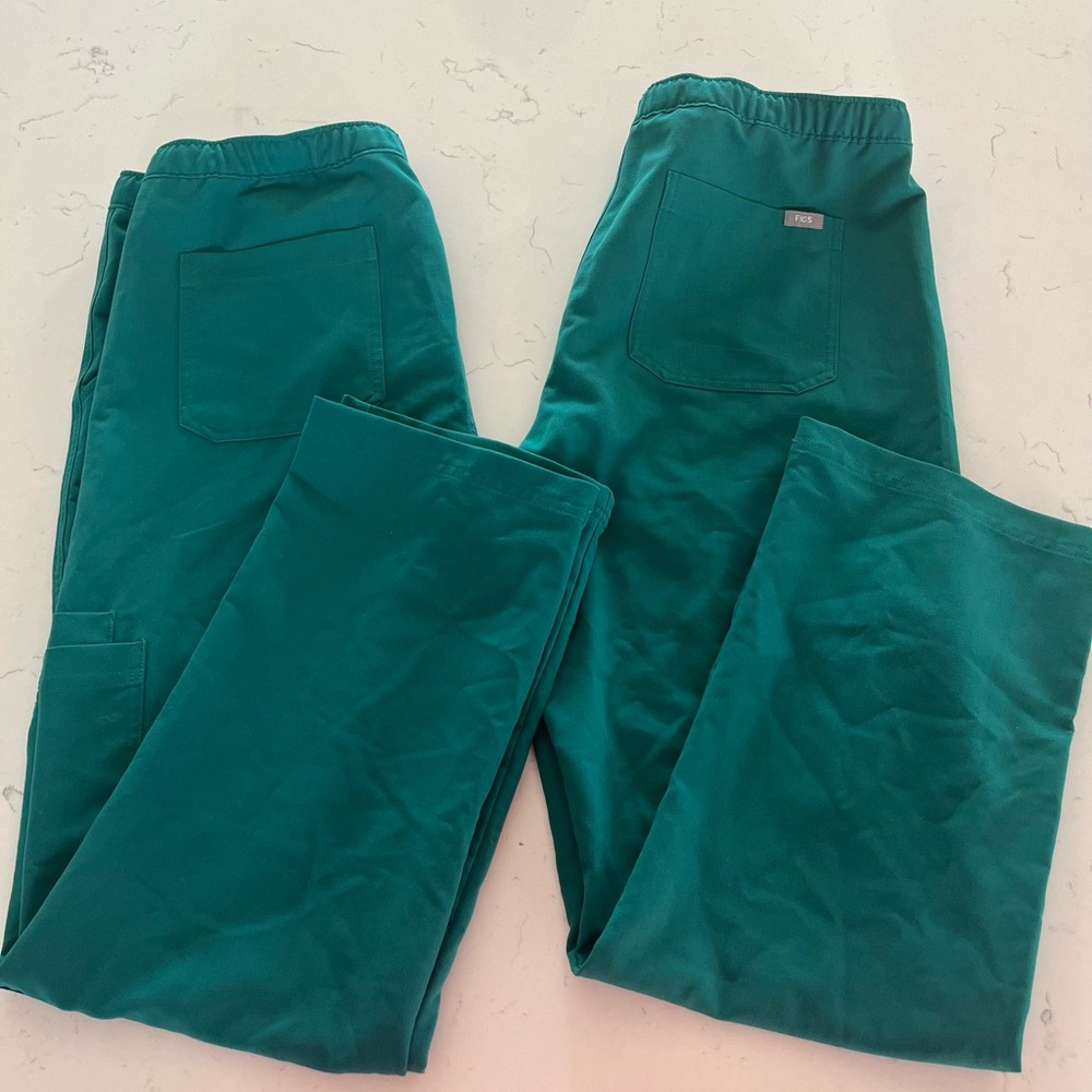 Two Mens FIGS green cargo scrubs